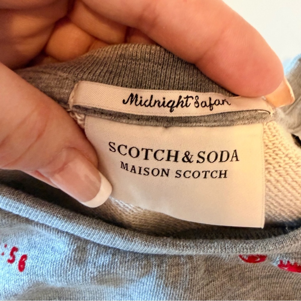 Scotch & Soda Maison Scotch Midnight Safari grey Sweatshirt, red print, szL, NWT - Picture 2 of 14